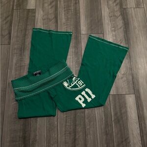 Rare Green VS Pink fold over flare leggings